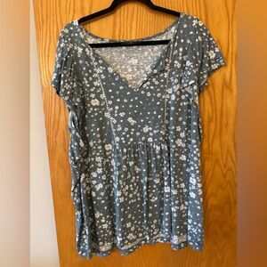 Floral Print Women's Top - Blue